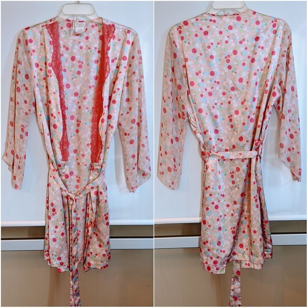 Pink Polka Dot Silky Robe